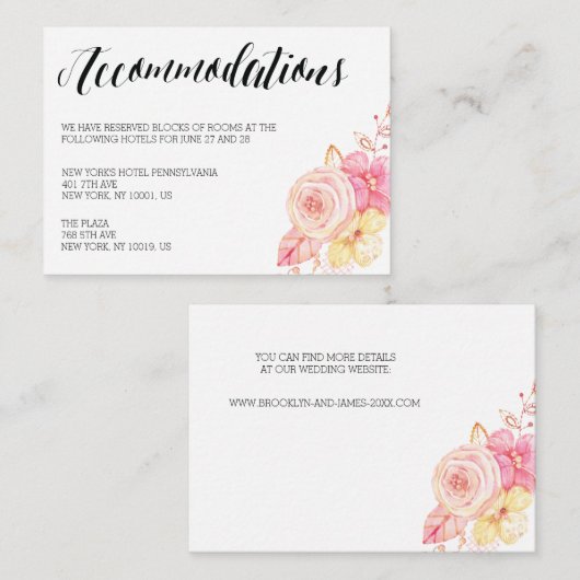 Elegante Trouw Accommodatie Kaarten Bloem