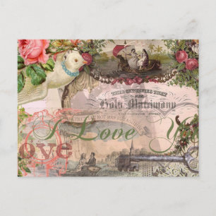 Elegante Trouw Antieke Huwelijk Vintage Briefkaart