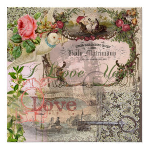 Elegante Trouw Antieke Huwelijk Vintage Perfect Poster