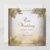 Elegante trouw beige goud kaart (Voorkant)