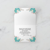 Elegante trouw blauwe waterverf bloemen op maat bedankkaart (Binnen)