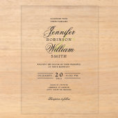 Elegante Trouw Classy Script Typografie Goud  Acryl Uitnodigingen (Voorkant)