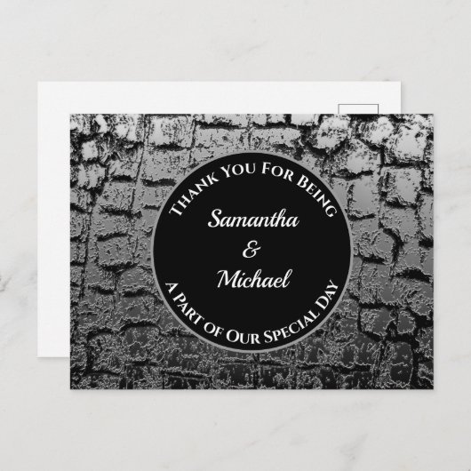 Elegante trouw- crackled zilveren gast bedankt briefkaart (Voorkant / Achterkant)