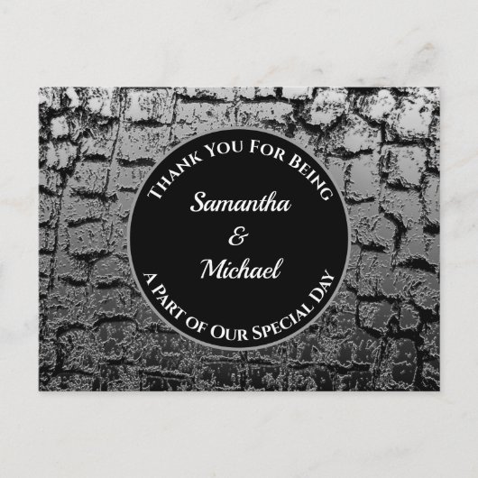 Elegante trouw- crackled zilveren gast bedankt briefkaart (Voorkant)