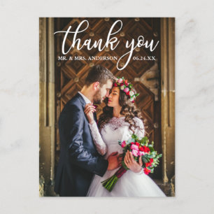 Elegante Trouw Dank Je Bruid En Bruidegom Foto Briefkaart