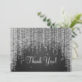 Elegante Trouw Dank Je Kaart Nacht Schittering Zwa (Staand voorkant)