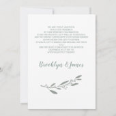 Elegante Trouw Dank Je Wel Bloemrijke Saliegroen Kaart (Achterkant)