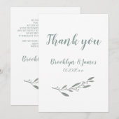 Elegante Trouw Dank Je Wel Bloemrijke Saliegroen Kaart (Voorkant / Achterkant)