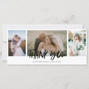 Elegante trouw-dankjewel collage met drie foto's