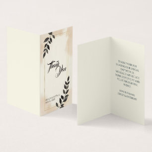 Elegante Trouw Dankkaart met Donkergroene Blad Kaart