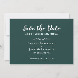 Elegante Trouw Emerald Groen Romantische Calligraf Save The Date
