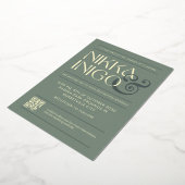 Elegante trouw  folie uitnodiging (Gedraaid)