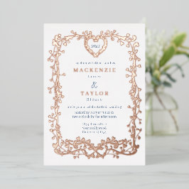 Elegante Trouw Franse Frame Hart  Folie Uitnodiging