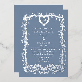 Elegante Trouw Franse Frame Hart  Folie Uitnodiging