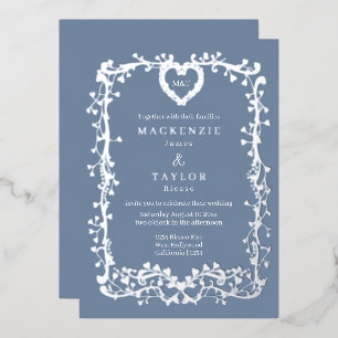 Elegante Trouw Franse Frame Hart Folie Uitnodiging