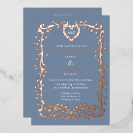 Elegante Trouw Franse Frame Hart QR Code Folie Uitnodiging
