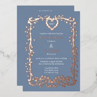 Elegante Trouw Franse Frame Hart QR Code Folie Uitnodiging