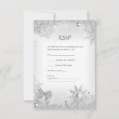 Elegante trouw glitter zilver witte strikset RSVP kaartje (Achterkant)