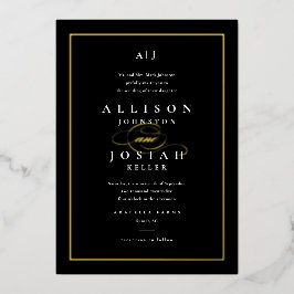 Elegante Trouw Goud Folie Uitnodiging