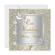 Elegante Trouw Goud Zilver Wit Duif