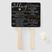 Elegante Trouw gouden en zwarte set waaierjes Handwaaier (Voorkant en achterkant)