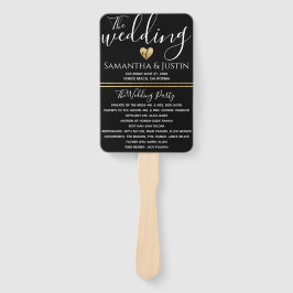 Elegante Trouw gouden en zwarte ventilatorset Handwaaier