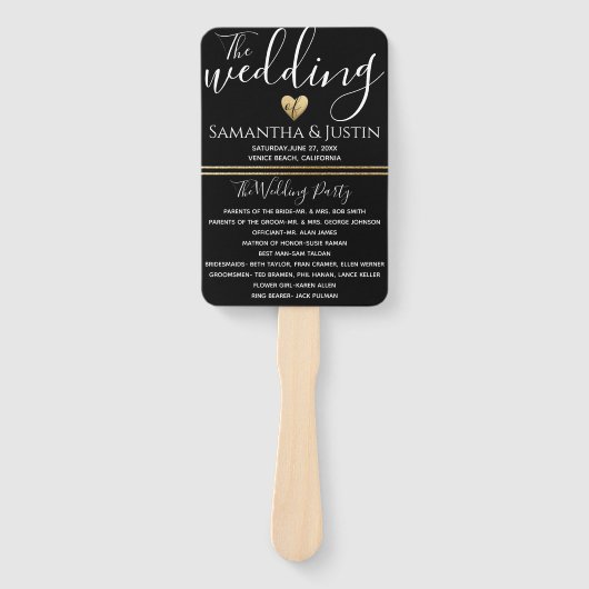 Elegante Trouw gouden en zwarte ventilatorset Handwaaier (Voorkant)