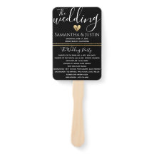 Elegante Trouw gouden en zwarte waaier set