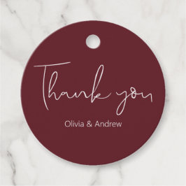 Elegante Trouw Hand Getekende Burgundy Bedankje  Bedankjes Labels