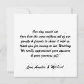 Elegante trouw-hartelijkdank-uitnodiging met eigen bedankkaart (Achterkant)