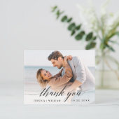 Elegante Trouw Hartjes Foto Bedankt Briefkaart (Staand voorkant)