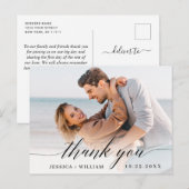 Elegante Trouw Hartjes Foto Bedankt Briefkaart (Voorkant / Achterkant)