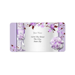 Elegante Trouw Lavendel Paars Lila 4 Etiket