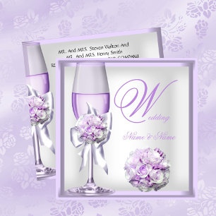 Elegante Trouw Lavendel Paars Sering Champagne 2 Kaart