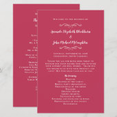 Elegante Trouw Magenta Rood Chic Ceremonie Program (Voorkant / Achterkant)
