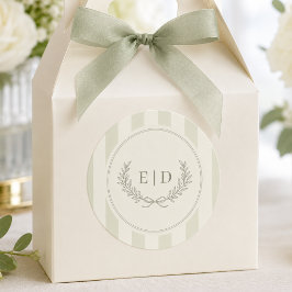 Elegante Trouw met gestreepte Monogram in Saliegro Ronde Sticker