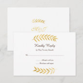 Elegante Trouw met Gouden Bladeren RSVP Kaartje (Voorkant / Achterkant)