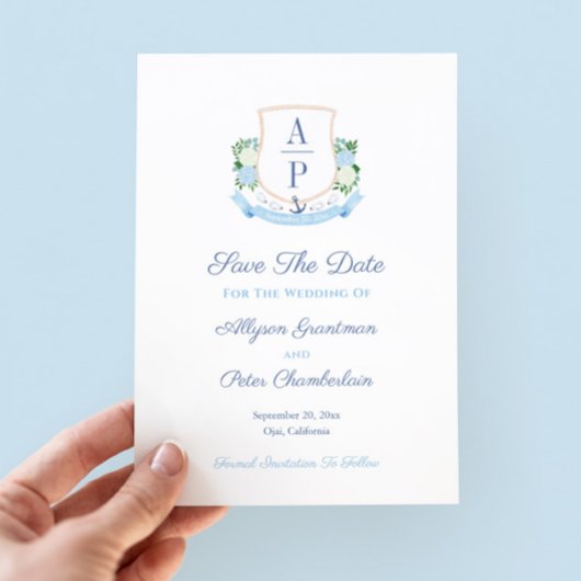 Elegante Trouw met Kust Monogram Save The Date