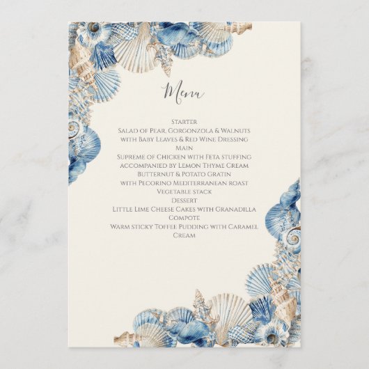 Elegante Trouw met Schelp Rand Menu (Voorkant)