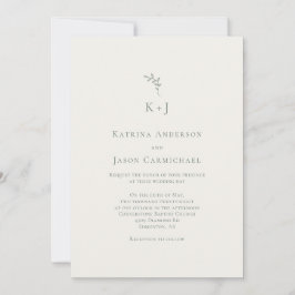Elegante Trouw Minimal Sagegroene Monogram Kaart