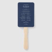 Elegante Trouw Moderne Ceremonie Programma Blauw W Handwaaier (Achterkant)
