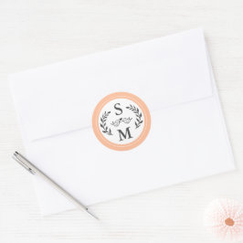 Elegante Trouw Moderne Monogram Roze Kleurige Favo Ronde Sticker
