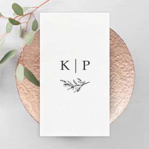 Elegante Trouw Monogram Groene Decoratie Servet