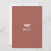 Elegante Trouw Monogram Uitnodiging Terracotta (Achterkant)