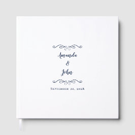 Elegante Trouw Navyblauw Calligrafie Modern Chic Gastenboek