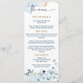 Elegante Trouw Navyblauw en Goud  Menu (Voorkant)