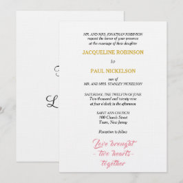 Elegante Trouw Pink Goud Twee Harten Kaart