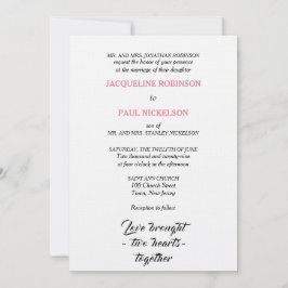 Elegante Trouw Pink Witte Twee Harten Kaart