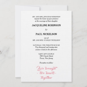 Elegante Trouw Pink Witte Twee Harten Kaart