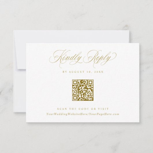 Elegante trouw QR-code met gouden embleem logo RSVP Kaartje (Voorkant)